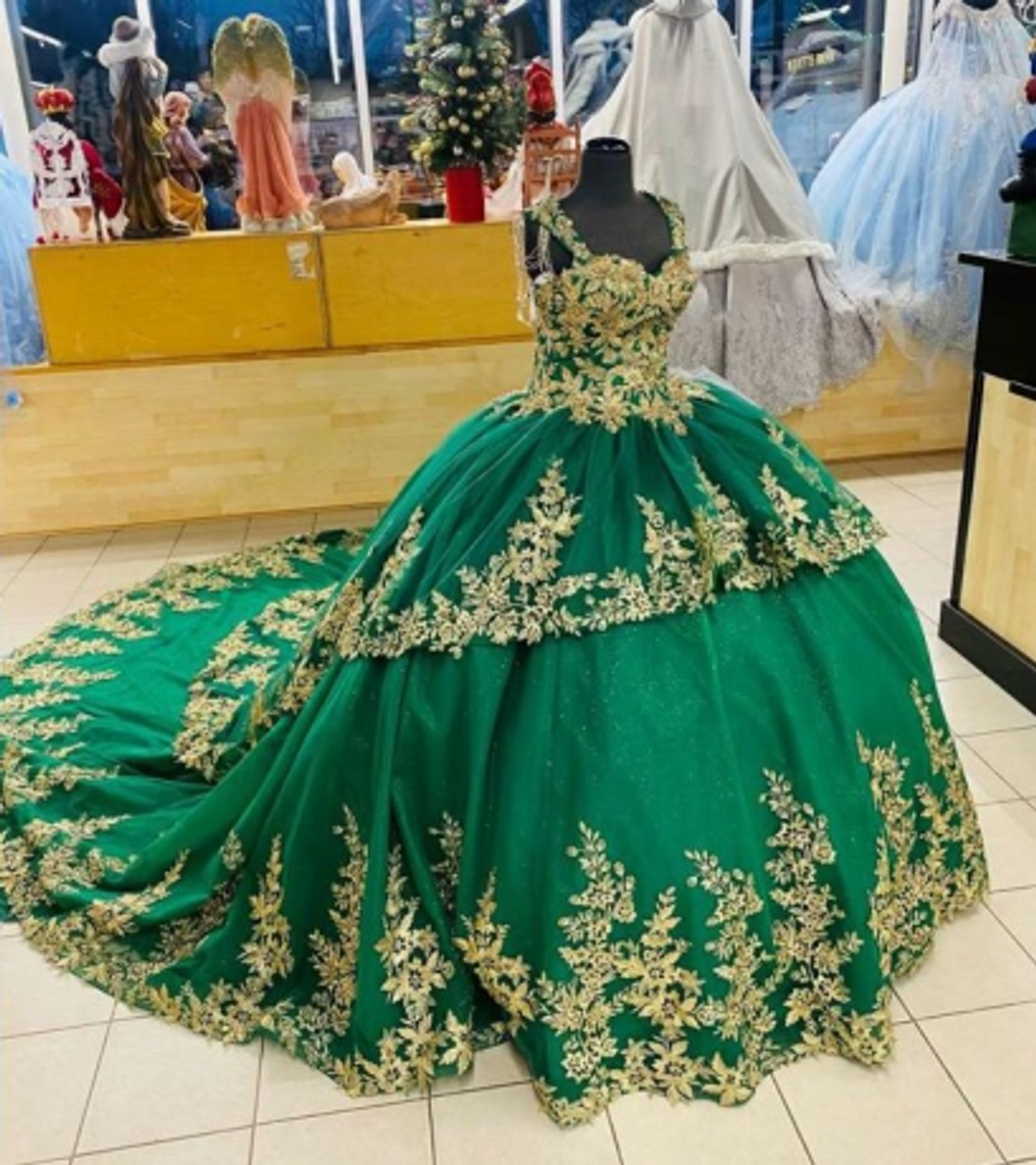 green quinceanera dresses